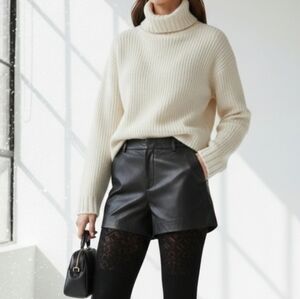 Vince Women's Black Leather Shorts, Sz 6, luxury, minimalist style